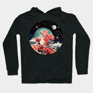 Romantic Floral Space Collage Hoodie